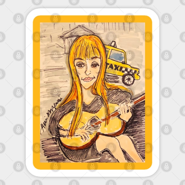 Joni Mitchell Big Yellow Taxi Sticker by TheArtQueenOfMichigan 